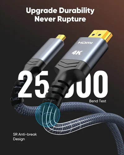 Vista 7 de Highwings - Cable micro HDMI a HDMI 4K de 30 cm, 4K@60Hz HDR, cable micro HDMI compatible con cámara DSLR, Raspberry Pi, GoPro Hero para TV