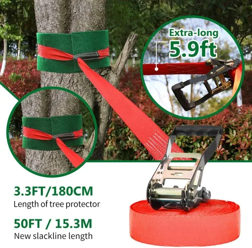 Vista 7 de Dripex - Carrera de obstáculos ninja warrior de 50 pies para niño con accesorios completos, columpio, trapecio, escalera de cuerda, red