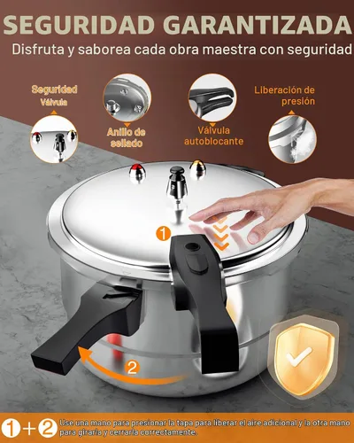 Vista 2 de WantJoin - Olla a presión de aluminio de 4 cuartos con válvula de liberación y múltiples dispositivos de protección, olla a presión compatible