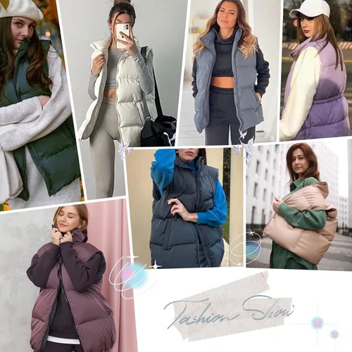 Vista 7 de Century Star Chaleco acolchado para mujer, ropa de abrigo, chaleco acolchado de gran tamaño 2024, chaquetas con bolsillos Negro