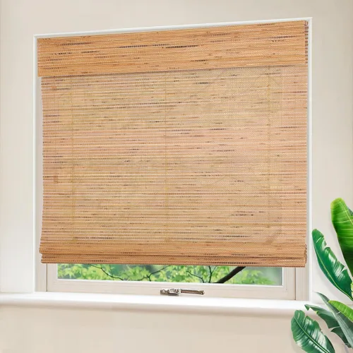 Vista 7 de Persianas Romanas de Bambú Inalámbricas, Persianas para Ventanas, Persianas de Madera Tejida Personalizadas para Ventanas Interiores, Puertas