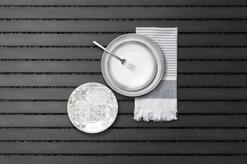 Vista 3 de TarHong Plato de ensalada con borde degradado, gris, 8.3 pulgadas, melamina, juego de 6