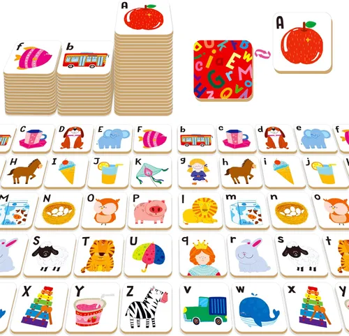 Vista 7 de Hebayy 36 pares de tarjetas flash de dibujos animados a juego de animales borrables (72 unidades, cada una mide 2 x 2 pulgadas)
