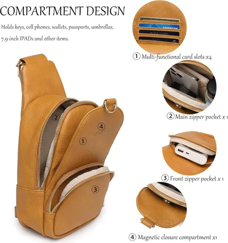 Vista 4 de Bolso bandolera para mujer, bolso cruzado para mujer, mochila de trabajo, bolso, riñonera de viaje, bolsa de pecho para mujer