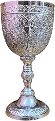 Vista 10 de Cáliz de vino de latón Cáliz Arturo King Cáliz Comunión Cáliz Cáliz Inspirado Medieval Latón envejecido.