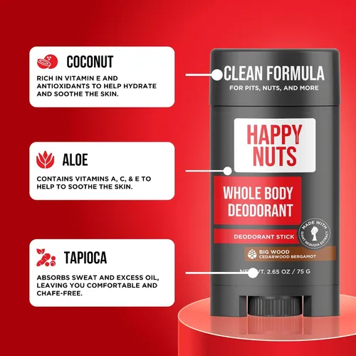 Vista 6 de Happy Nuts Desodorante de cuerpo entero para hombres, control de olores de cuerpo completo, ideal para hoyos, ingle y más, confianza durante todo