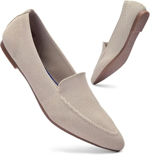 Vista 7 de Wryweir Zapatos de vestir de punto para mujer, zapatos de vestir para mujer, zapatos de ballet para mujer, zapatos clásicos suaves de cuña baja
