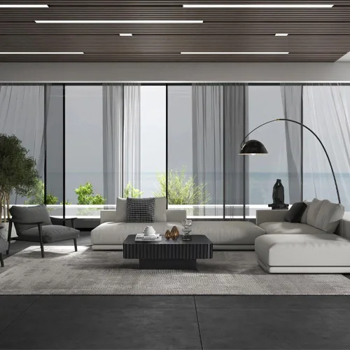 Vista 3 de WILLIAMSPACE Mesa de café cuadrada de 35.43" con base resistente, mesa de centro de tambor de madera moderna y lujosa, mesa auxiliar de acento