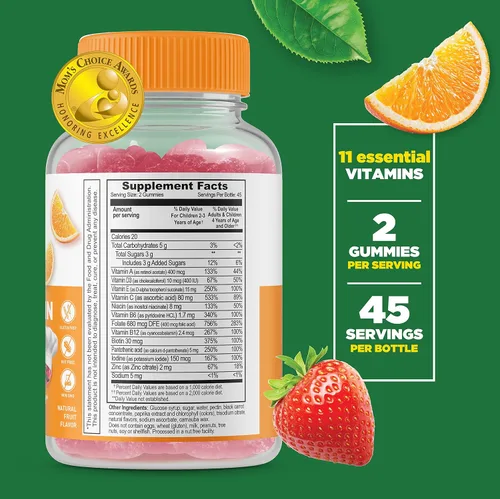 Vista 2 de Lifeable Multivitamínico para niños + fibra prebiótica para niños, paquete de gomitas – Gran sabor, suplemento vitamínico, sin gluten, sin OMG