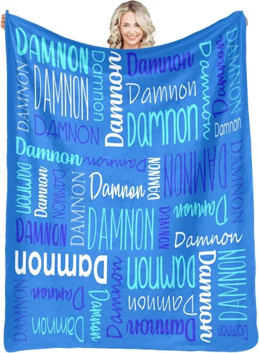 Vista 25 de Mantas personalizadas con nombres, regalos para bebés, niñas y niños, manta personalizada de vellón suave y sherpa con nombre para niños y adultos