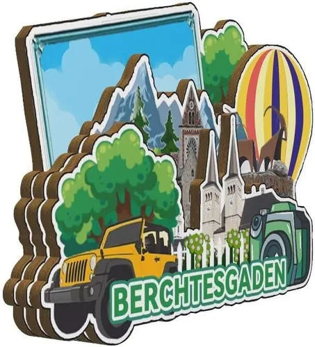 Vista 2 de Berchtesgaden Alemania imán de madera 3D para nevera, recuerdos coleccionables, decoración hecha a mano -4136