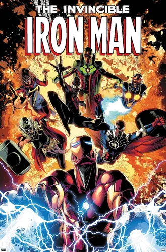 Vista 12 de Trends International Marvel Comics Iron Man - Póster de pared Invincible Iron Man #11, 22.4 pulgadas de largo x 14.7 pulgadas, versión enmarcada