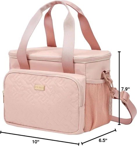 Vista 8 de NISHEL Lonchera para mujer con correa para el hombro, bolsa térmica aislada y reutilizable, compartimento térmico a prueba de fugas, soporte