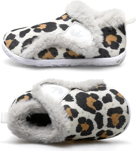 Vista 2 de FEETCITY - Zapatos para bebés, niños y niñas, pantuflas cálidas de vellón, botines para primeros pasos, calcetines cálidos para recién nacidos