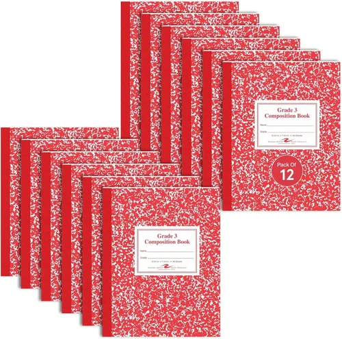 Vista 8 de Roaring Spring Libro de composición de productos de papel, grado 3 rayado, 50 hojas, 9-3/4 x 7-3/4 pulgadas, rojo (ROA77922)