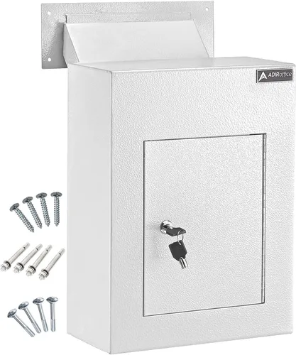 Vista 9 de AdirOffice Caja fuerte para colgar a través de la pared, acero grueso duradero con canal ajustable, bóveda de correo para casa, oficina, hotel