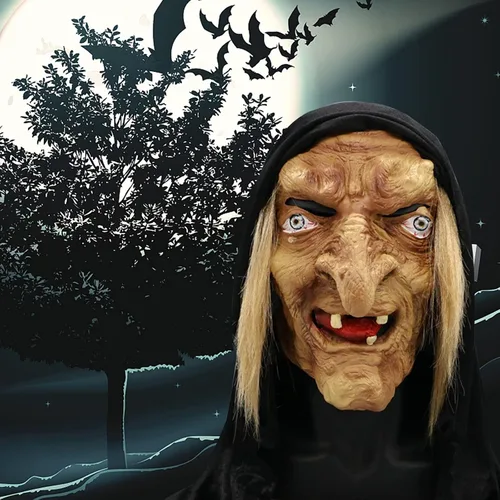 Vista 6 de Máscara de cabeza completa para Halloween máscara de bruja de terror negro talla única