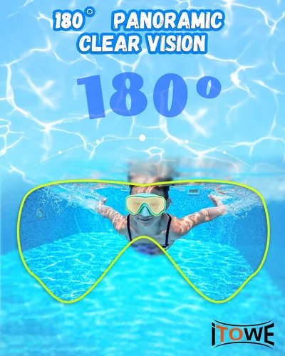 Vista 6 de Gafas de natación para niños con correa de tela para niños de 3 a 15 años, gafas de natación a prueba de fugas con cubierta nasal, vista clara