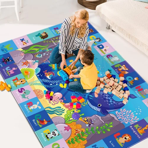 Vista 3 de ABC - Alfombra infantil para el suelo bajo el agua, alfombras infantiles para sala de juegos, tapete de juegos para gatear boca abajo, no tóxico