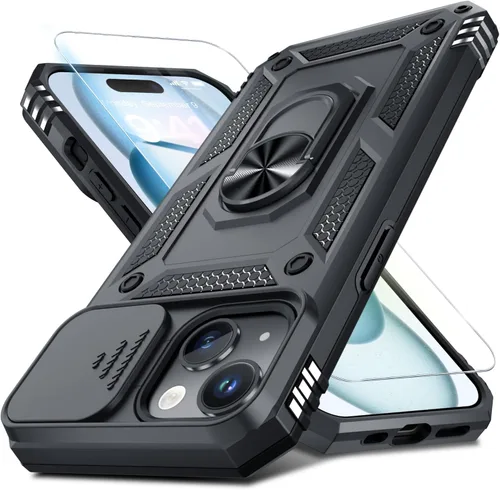Vista 28 de Janmitta Funda para iPhone 8 Plus/7 Plus/6 Plus, Cubierta de Teléfono con Cubierta Deslizante Integrada para Lente de Cámara + Protector