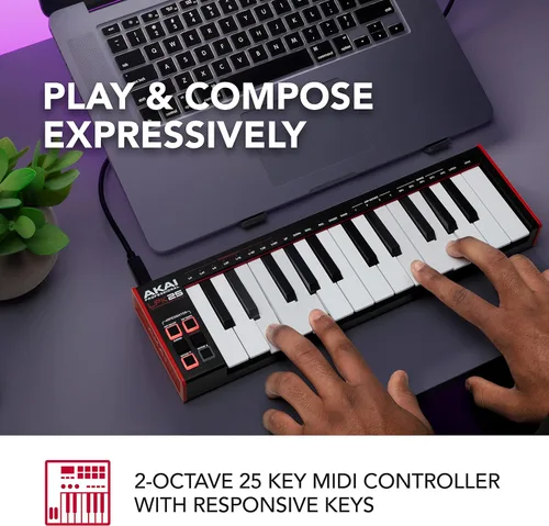 Vista 3 de Beat Maker Bundle - AKAI Professional LPK25 y LPD8 - Teclado MIDI USB con 25 teclas de sintetizador y controlador MIDI USB con 8 almohadillas