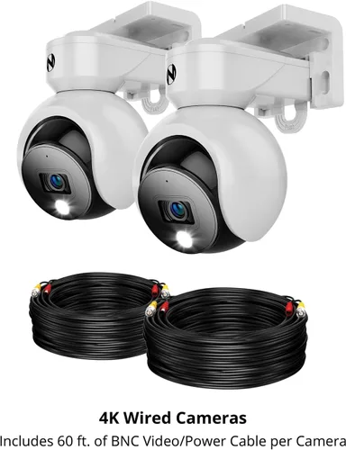 Vista 8 de Night Owl® Add On Cámaras de disuasión 4K con cable con audio de 2 vías, paquete de 2, color blanco