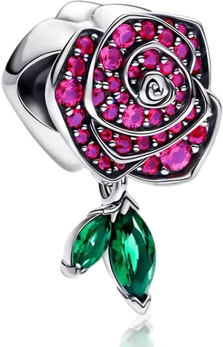 Vista 40 de Abalorios de plata de ley 925 para pulseras, dijes de amor y corazón, flor de cerezo, joyería para mujer