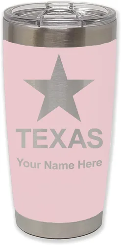 Vista 12 de LaserGram Vaso aislado al vacío de 20 onzas, bandera de Texas, grabado personalizado incluido (negro)