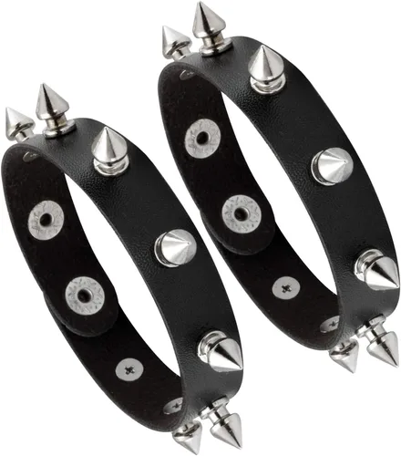 Vista 5 de MILAKOO Pulsera de cuero punk para hombre, pulsera de cuero con espiga para mujer