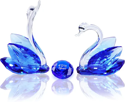 Vista 11 de YWHL Regalos de Cisne de Cristal del 15º Aniversario para Pareja, 15 Años de Aniversario de Boda para Ella Él, Figura de Cisne con Diamante Rosa
