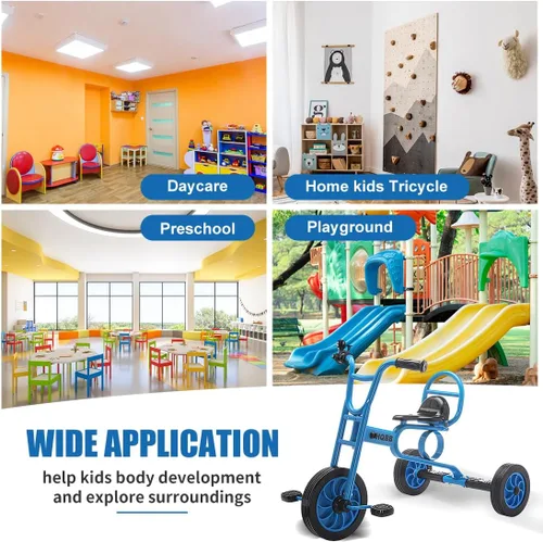 Vista 6 de Triciclo para niños a partir de 3 años, guardería preescolar, bicicleta de equilibrio para niños, triciclo para niños con campana y ruedas de goma