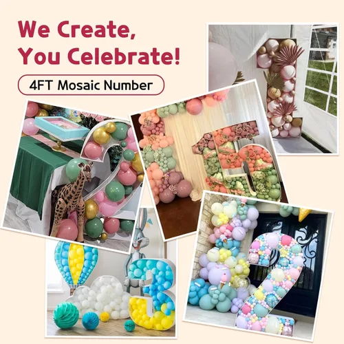 Vista 5 de imprsv Número de marquesina de 4 pies, números de mosaico para globos, marco de globos de mosaico, globo número 0 para decoración de cumpleaños 30