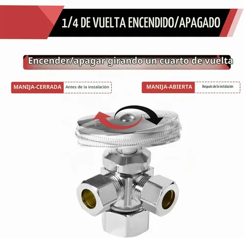 Vista 3 de Válvula de parada de ángulo de giro múltiple de salida de compresión doble EFIELD 1PCS 1/2" NOM (5/8" OD) x (3/8 pulgadas x 3/8 pulgadas), válvula