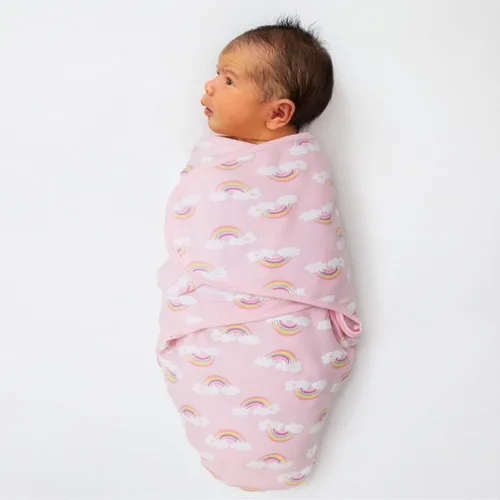 Vista 3 de The Peanutshell Juego de manta para bebé niña, arco iris y unicornio, paquete de 3 (S/M - 0-3 meses)