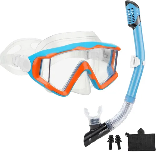 Vista 11 de Equipo de esnórquel para adultos, jóvenes y niños, juego de máscara de esnórquel, máscara de buceo, gafas de natación, máscara de buceo, a prueba