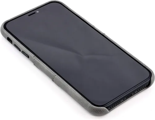 Vista 7 de Dockem Funda tipo cartera para iPhone XR (6.1"): Placa de metal integrada para montaje magnético y 2 tarjeteros (Exec M2, cuero sintético, gris)