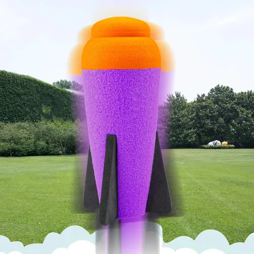 Vista 7 de Aevdor Paquete de 12 repuestos de mega misiles para lanzadores Nerf seleccionados, color morado Cuerpo hueco de espuma EVA, diseño de recarga