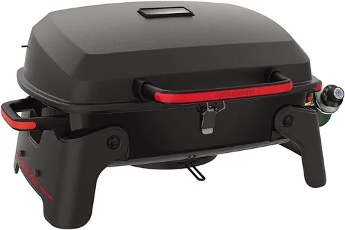 Vista 4 de Megamaster Parrilla de gas portátil de 1 quemador con tapa de bloqueo, quemador de acero inoxidable de 11,000 BTU, patas plegables, pequeña parrilla