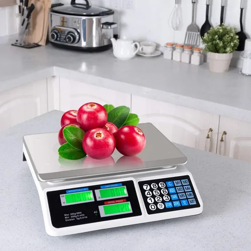 Vista 2 de Safstar balanza digital electrónica LCD comercial para pesar comida, carne, con capacidad de hasta 66 libras