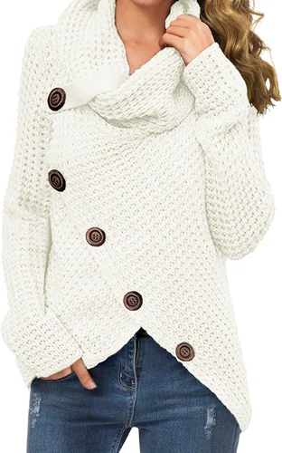 Vista 11 de GRECERELLE - Suéteres de cuello alto con cuello grueso, manga larga, dobladillo asimétrico, sueltos, de punto, para mujer, de otoño, S-2XL 02 negro