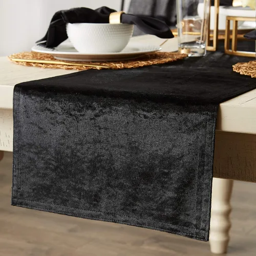 Vista 6 de DII Velvet Collection de mesa, camino de mesa, 14x72 pulgadas, negro