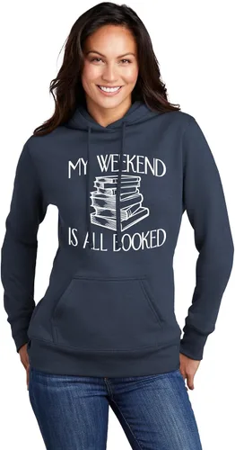 Vista 10 de Go All Out My Weekend Is All Booked Funny Book Reading Lover - Sudadera con capucha para hombre y mujer Negro