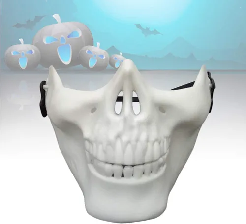 Vista 7 de Amosfun 2 máscaras de calavera para Halloween, cosplay, máscara de esqueleto mitad para adultos, hombres y mujeres, fiesta de disfraces de Halloween