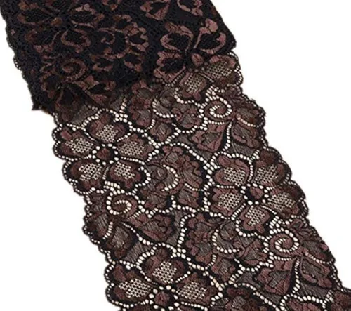 Vista 7 de Cinta de encaje floral metálica de 5 yardas, ribete de encaje elástico de tul nigeriano, tela africana de 7 pulgadas de ancho para manualidades