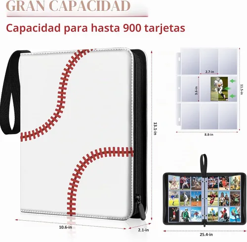 Vista 2 de Carpeta de 900 bolsillos para tarjetas de béisbol para tarjetas de intercambio, fundas para tarjetas de béisbol, juego de protectores para tarjetas