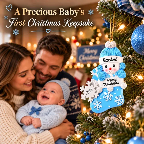 Vista 7 de Bemaystar 2025 Adornos Personalizados de Primer Navidad del Bebé - Adornos de Navidad de Resina Hechos a Mano con Nombre y Año - Adornos de Navidad