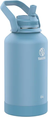 Vista 34 de Takeya Actives - Botella de agua con tapa con popote, duradera y de fácil cuidado, con aislamiento de acero inoxidable, tapa sin BPA con asa