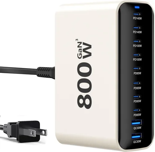 Vista 8 de Paquete de 3 cargadores tipo C con cable de 1.8 m de carga rápida para iPhone 17/16/15, bloques de carga USB C de 25 W súper rápidos para Samsung