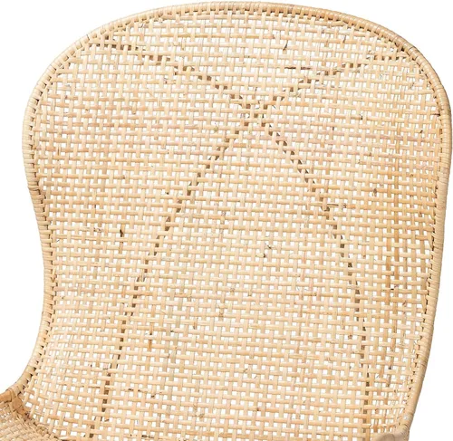 Vista 4 de Baxton Studio Sabelle Japandi - Juego de 2 sillas de comedor de caoba y ratán marrón natural