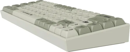 Vista 4 de AK680 - Teclado mecánico compacto con cable, diseño gris y blanco de 68 teclas, interruptor táctil marrón intercambiable en caliente, teclado